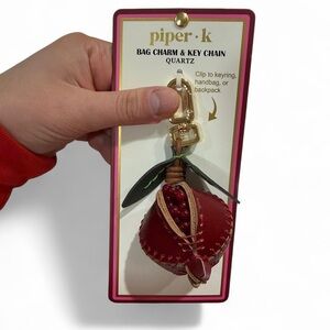 Piper .K Red leather pomegranate Bag Charm Keychain